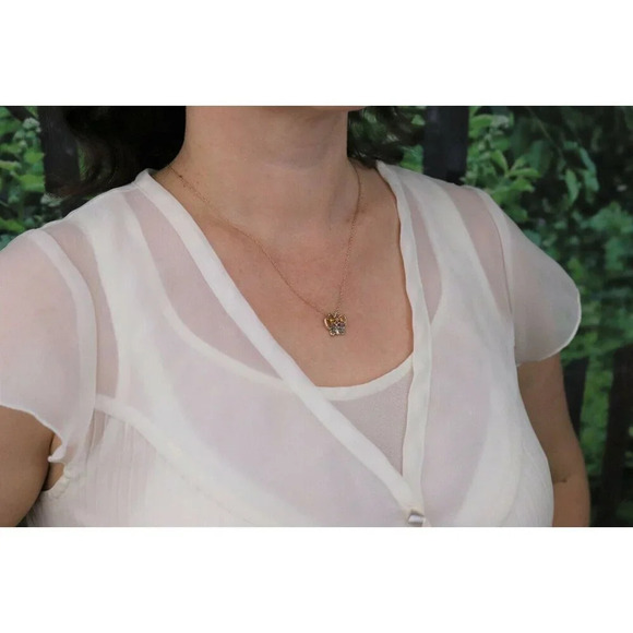 Pendant Only 10K Yellow Gold Natural Citrine, Amethyst, Topaz, Diamond Butterfly - Picture 3 of 5